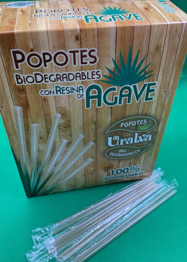 Popote Uralva Biodegradable con Agave. en Desechables Manolo 