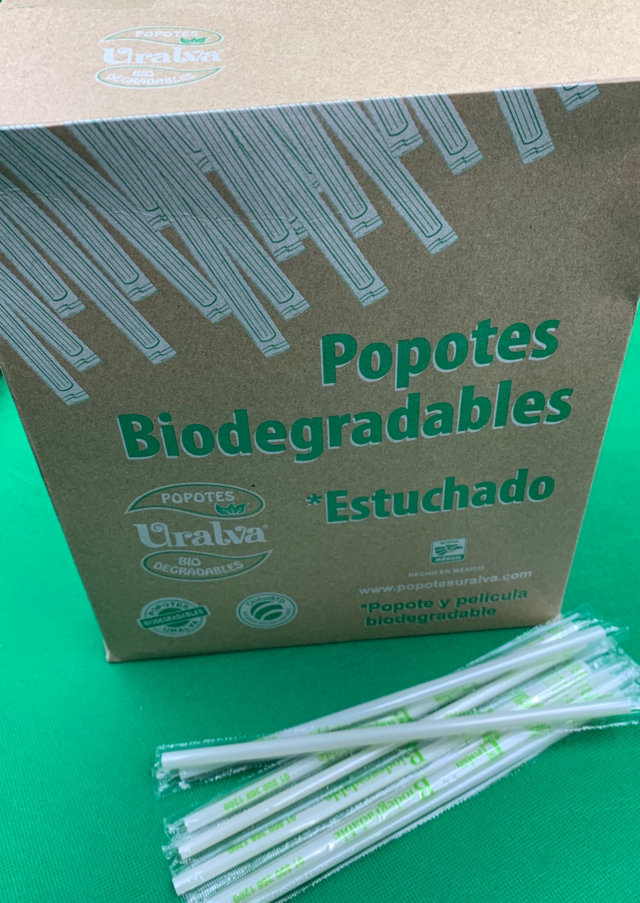 Popote Uralva aditivio Biodegradable en Desechables Manolo 